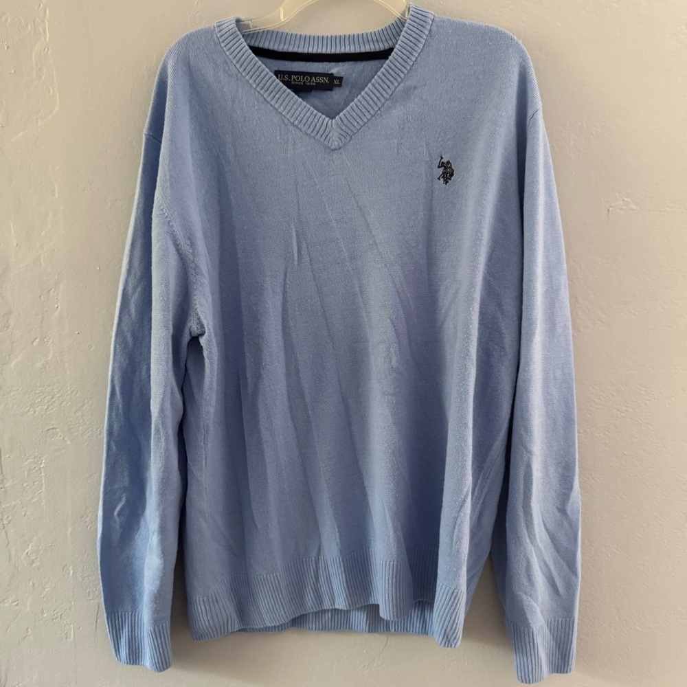 U.S. Polo Assn. Men's Sky Blue V-Neck Sweater